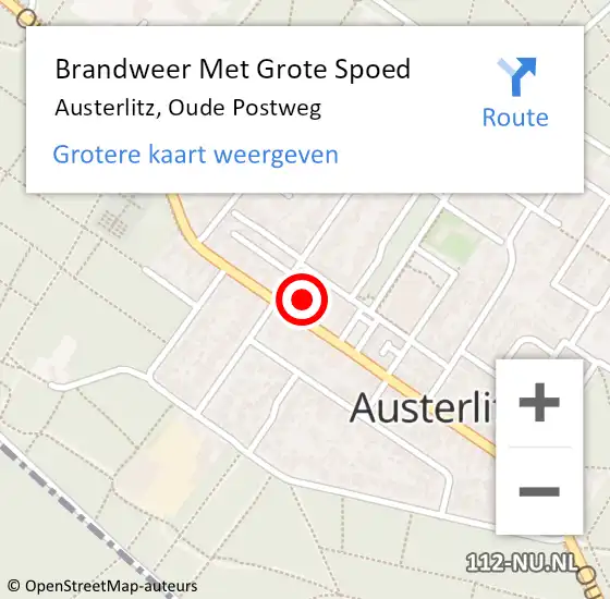 Locatie op kaart van de 112 melding: Brandweer Met Grote Spoed Naar Austerlitz, Oude Postweg op 27 september 2024 18:41