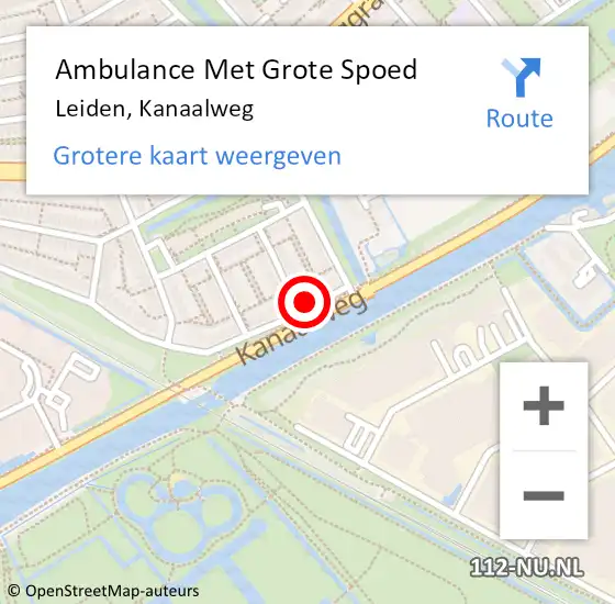 Locatie op kaart van de 112 melding: Ambulance Met Grote Spoed Naar Leiden, Kanaalweg op 27 september 2024 18:41