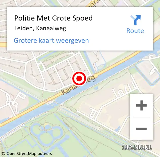 Locatie op kaart van de 112 melding: Politie Met Grote Spoed Naar Leiden, Kanaalweg op 27 september 2024 18:41