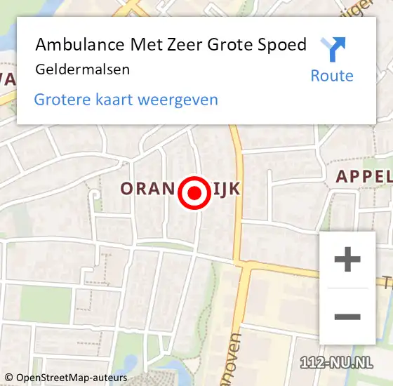 Locatie op kaart van de 112 melding: Ambulance Met Zeer Grote Spoed Naar Geldermalsen op 27 september 2024 18:54