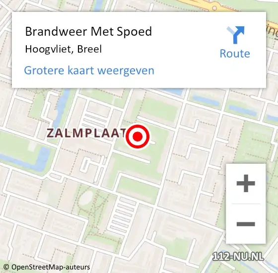 Locatie op kaart van de 112 melding: Brandweer Met Spoed Naar Hoogvliet, Breel op 27 september 2024 18:56