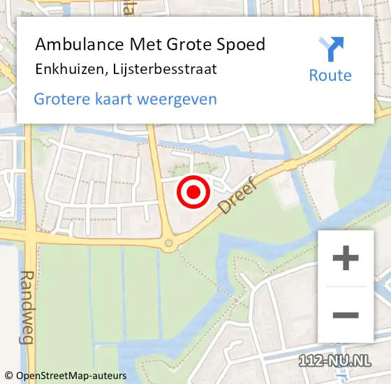 Locatie op kaart van de 112 melding: Ambulance Met Grote Spoed Naar Enkhuizen, Lijsterbesstraat op 27 september 2024 19:12