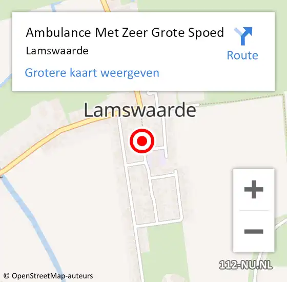 Locatie op kaart van de 112 melding: Ambulance Met Zeer Grote Spoed Naar Lamswaarde op 27 september 2024 19:16