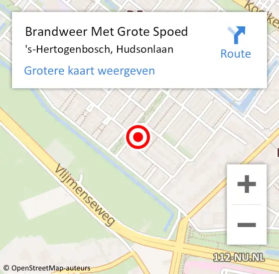 Locatie op kaart van de 112 melding: Brandweer Met Grote Spoed Naar 's-Hertogenbosch, Hudsonlaan op 27 september 2024 19:22