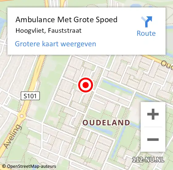 Locatie op kaart van de 112 melding: Ambulance Met Grote Spoed Naar Hoogvliet, Fauststraat op 27 september 2024 19:36