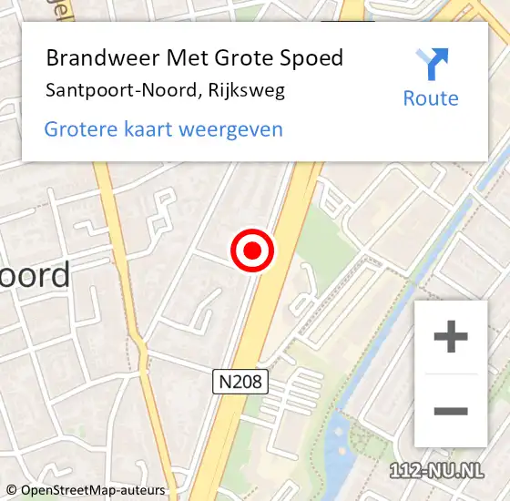 Locatie op kaart van de 112 melding: Brandweer Met Grote Spoed Naar Santpoort-Noord, Rijksweg op 27 september 2024 19:38