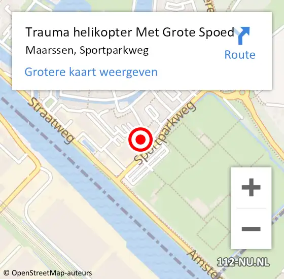 Locatie op kaart van de 112 melding: Trauma helikopter Met Grote Spoed Naar Maarssen, Sportparkweg op 27 september 2024 19:46