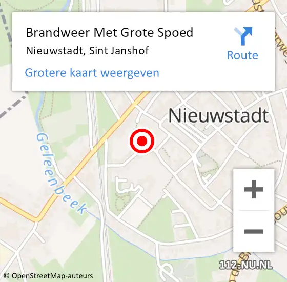 Locatie op kaart van de 112 melding: Brandweer Met Grote Spoed Naar Nieuwstadt, Sint Janshof op 27 september 2024 19:48