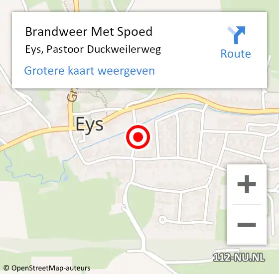 Locatie op kaart van de 112 melding: Brandweer Met Spoed Naar Eys, Pastoor Duckweilerweg op 27 september 2024 19:52