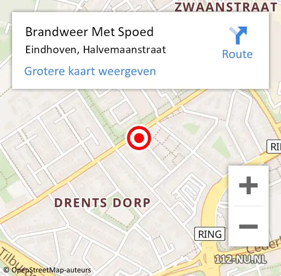 Locatie op kaart van de 112 melding: Brandweer Met Spoed Naar Eindhoven, Halvemaanstraat op 27 september 2024 20:37