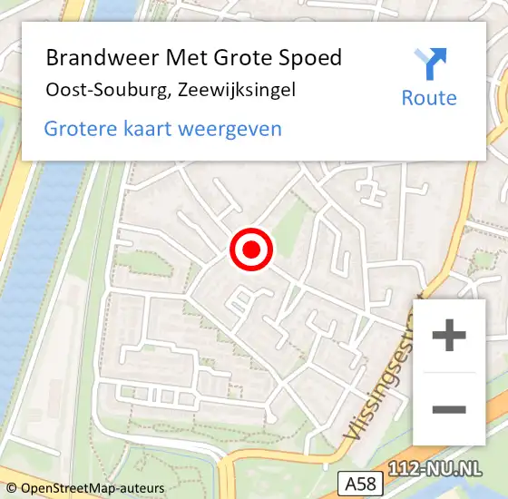 Locatie op kaart van de 112 melding: Brandweer Met Grote Spoed Naar Oost-Souburg, Zeewijksingel op 27 september 2024 20:42