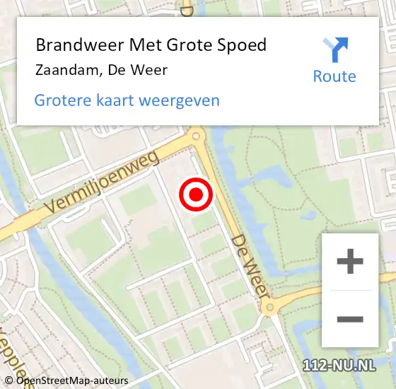 Locatie op kaart van de 112 melding: Brandweer Met Grote Spoed Naar Zaandam, De Weer op 27 september 2024 20:45