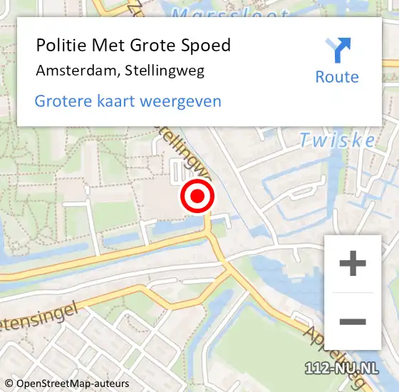 Locatie op kaart van de 112 melding: Politie Met Grote Spoed Naar Amsterdam, Stellingweg op 27 september 2024 21:34