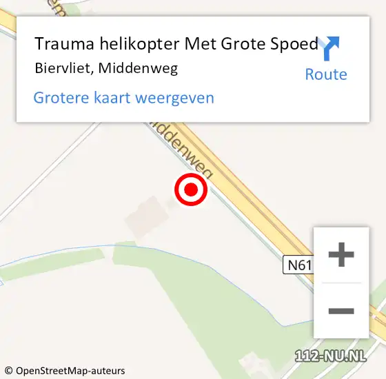 Locatie op kaart van de 112 melding: Trauma helikopter Met Grote Spoed Naar Biervliet, Middenweg op 27 september 2024 21:40