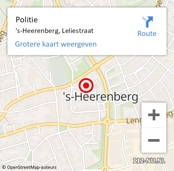 Locatie op kaart van de 112 melding: Politie 's-Heerenberg, Leliestraat op 27 september 2024 21:45