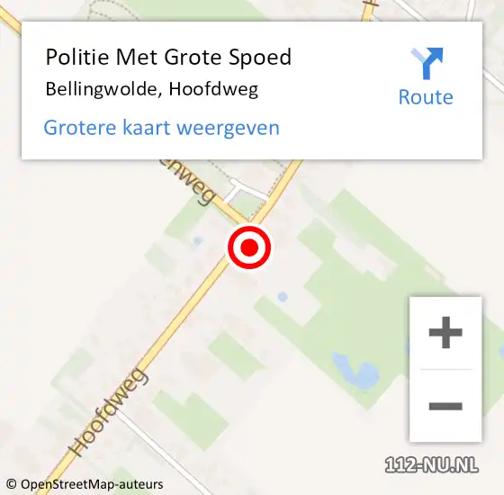 Locatie op kaart van de 112 melding: Politie Met Grote Spoed Naar Bellingwolde, Hoofdweg op 27 september 2024 22:10