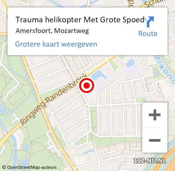 Locatie op kaart van de 112 melding: Trauma helikopter Met Grote Spoed Naar Amersfoort, Mozartweg op 27 september 2024 22:15