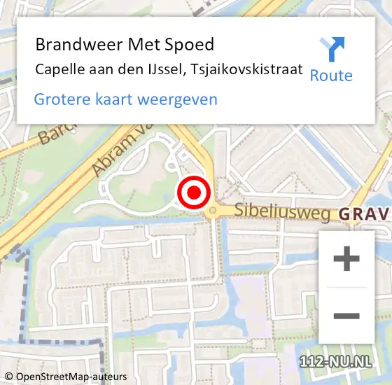 Locatie op kaart van de 112 melding: Brandweer Met Spoed Naar Capelle aan den IJssel, Tsjaikovskistraat op 27 september 2024 22:27