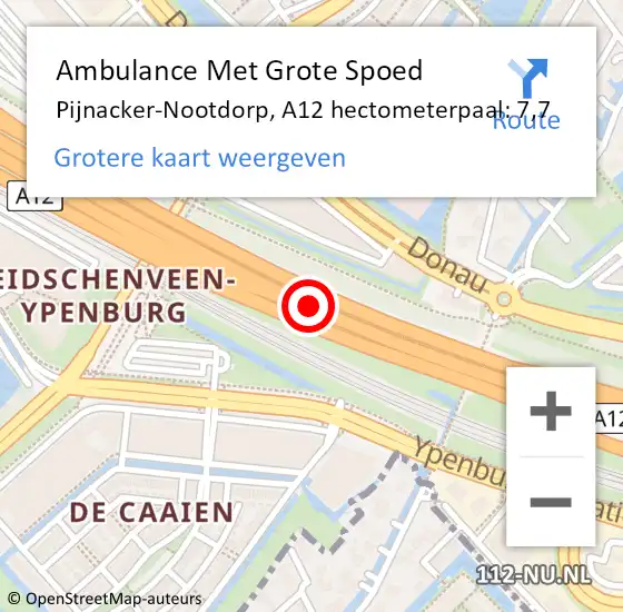 Locatie op kaart van de 112 melding: Ambulance Met Grote Spoed Naar Pijnacker-Nootdorp, A12 hectometerpaal: 7,7 op 27 september 2024 22:45