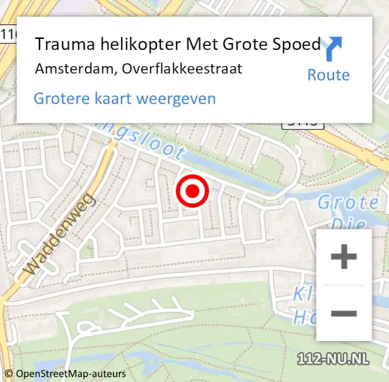 Locatie op kaart van de 112 melding: Trauma helikopter Met Grote Spoed Naar Amsterdam, Overflakkeestraat op 27 september 2024 22:46