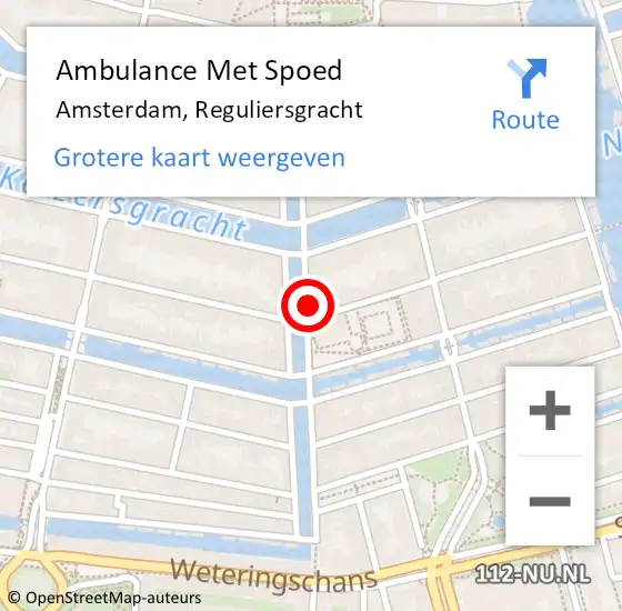 Locatie op kaart van de 112 melding: Ambulance Met Spoed Naar Amsterdam, Reguliersgracht op 27 september 2024 22:53