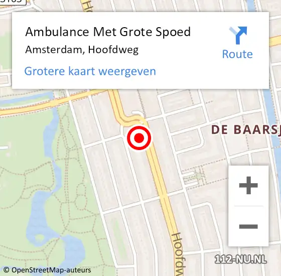 Locatie op kaart van de 112 melding: Ambulance Met Grote Spoed Naar Amsterdam, Hoofdweg op 27 september 2024 23:26