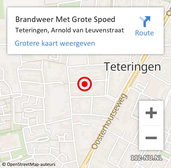 Locatie op kaart van de 112 melding: Brandweer Met Grote Spoed Naar Teteringen, Arnold van Leuvenstraat op 27 september 2024 23:28