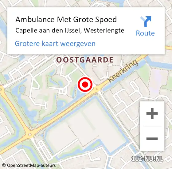 Locatie op kaart van de 112 melding: Ambulance Met Grote Spoed Naar Capelle aan den IJssel, Westerlengte op 27 september 2024 23:35