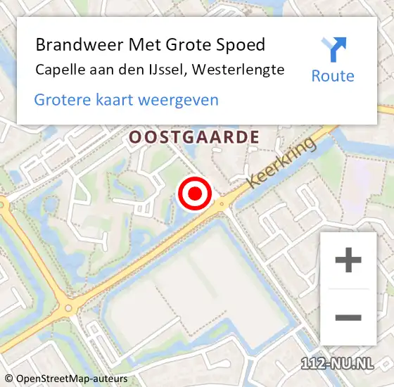 Locatie op kaart van de 112 melding: Brandweer Met Grote Spoed Naar Capelle aan den IJssel, Westerlengte op 27 september 2024 23:35