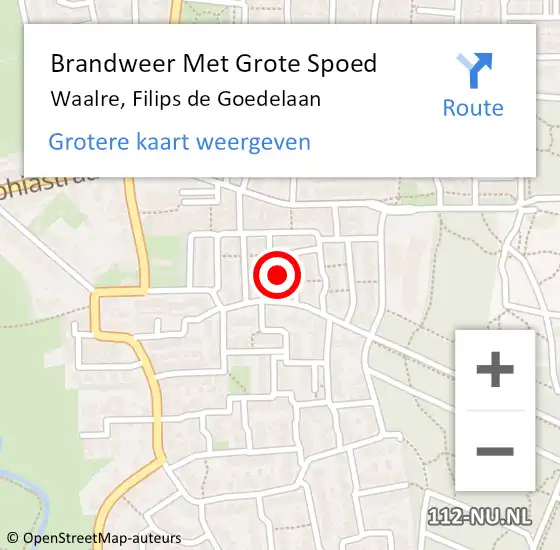 Locatie op kaart van de 112 melding: Brandweer Met Grote Spoed Naar Waalre, Filips de Goedelaan op 28 september 2024 00:22