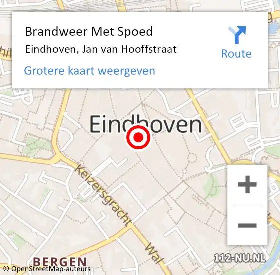 Locatie op kaart van de 112 melding: Brandweer Met Spoed Naar Eindhoven, Jan van Hooffstraat op 28 september 2024 00:35