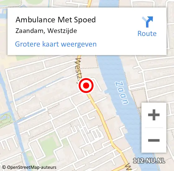 Locatie op kaart van de 112 melding: Ambulance Met Spoed Naar Zaandam, Westzijde op 28 september 2024 00:44