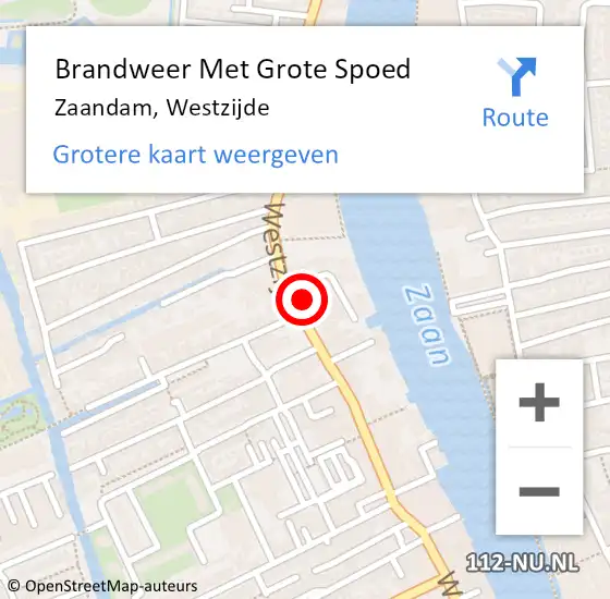 Locatie op kaart van de 112 melding: Brandweer Met Grote Spoed Naar Zaandam, Westzijde op 28 september 2024 01:04