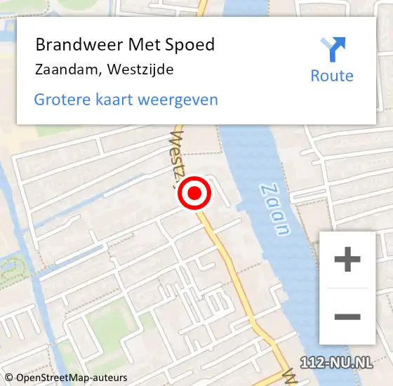 Locatie op kaart van de 112 melding: Brandweer Met Spoed Naar Zaandam, Westzijde op 28 september 2024 01:20