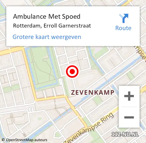 Locatie op kaart van de 112 melding: Ambulance Met Spoed Naar Rotterdam, Erroll Garnerstraat op 28 september 2024 03:18