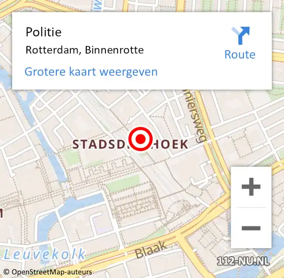 Locatie op kaart van de 112 melding: Politie Rotterdam, Binnenrotte op 28 september 2024 03:50