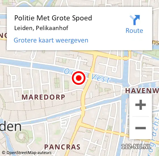 Locatie op kaart van de 112 melding: Politie Met Grote Spoed Naar Leiden, Pelikaanhof op 28 september 2024 04:18