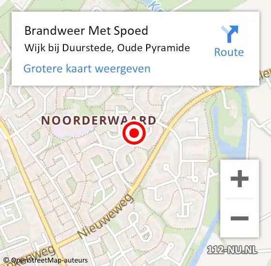 Locatie op kaart van de 112 melding: Brandweer Met Spoed Naar Wijk bij Duurstede, Oude Pyramide op 28 september 2024 04:19