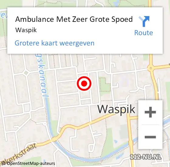 Locatie op kaart van de 112 melding: Ambulance Met Zeer Grote Spoed Naar Waspik op 28 september 2024 05:02