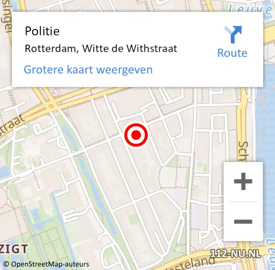 Locatie op kaart van de 112 melding: Politie Rotterdam, Witte de Withstraat op 28 september 2024 05:29