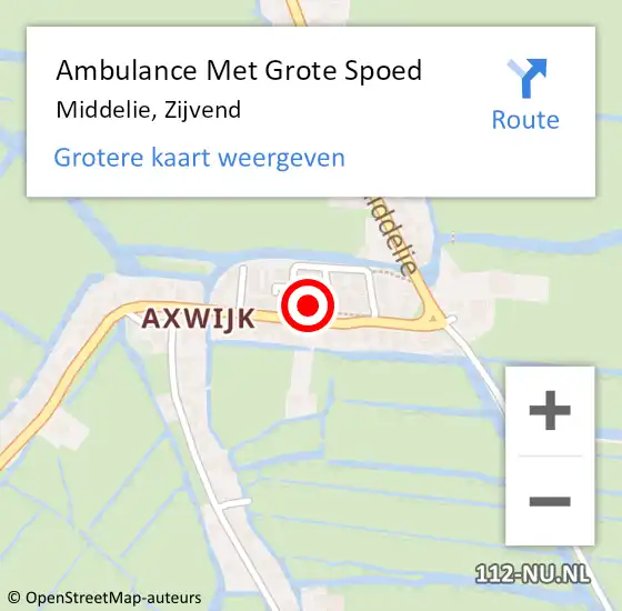 Locatie op kaart van de 112 melding: Ambulance Met Grote Spoed Naar Middelie, Zijvend op 28 september 2024 05:49