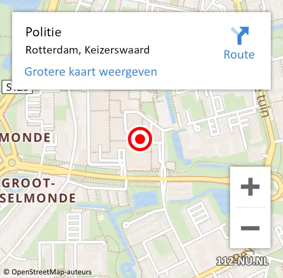 Locatie op kaart van de 112 melding: Politie Rotterdam, Keizerswaard op 28 september 2024 06:30