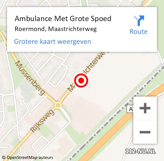 Locatie op kaart van de 112 melding: Ambulance Met Grote Spoed Naar Roermond, Maastrichterweg op 28 september 2024 07:30