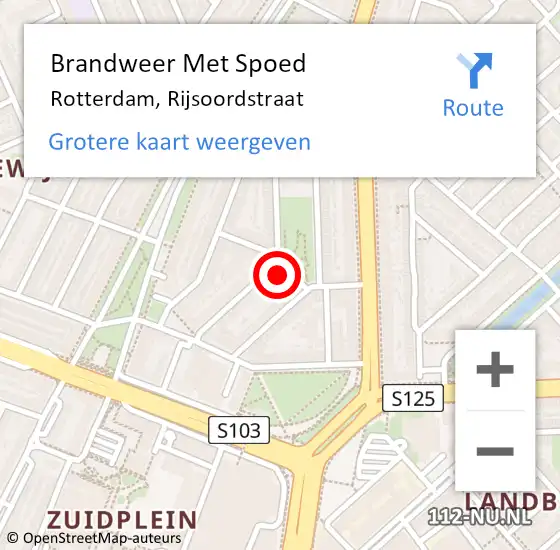 Locatie op kaart van de 112 melding: Brandweer Met Spoed Naar Rotterdam, Rijsoordstraat op 28 september 2024 08:14