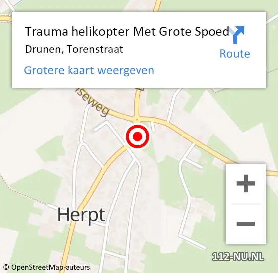 Locatie op kaart van de 112 melding: Trauma helikopter Met Grote Spoed Naar Drunen, Torenstraat op 28 september 2024 08:30