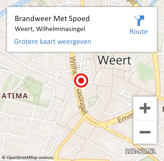 Locatie op kaart van de 112 melding: Brandweer Met Spoed Naar Weert, Wilhelminasingel op 28 september 2024 08:36