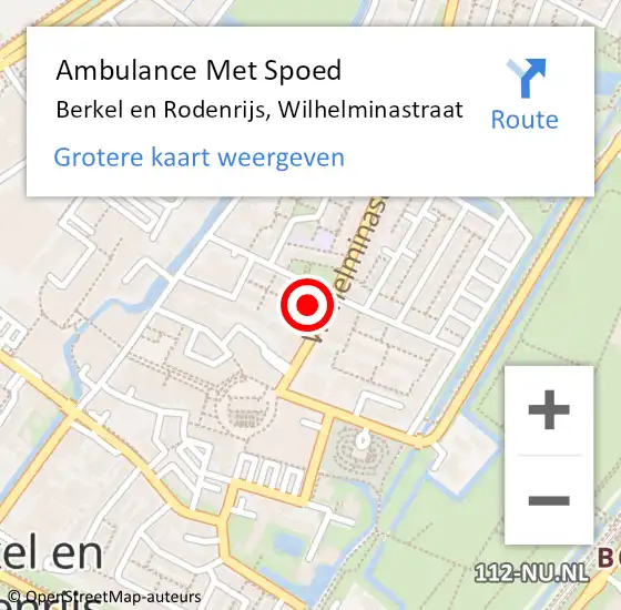 Locatie op kaart van de 112 melding: Ambulance Met Spoed Naar Berkel en Rodenrijs, Wilhelminastraat op 28 september 2024 08:38