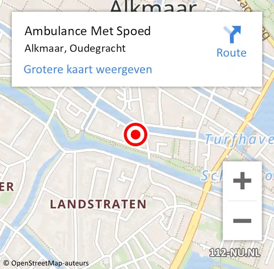 Locatie op kaart van de 112 melding: Ambulance Met Spoed Naar Alkmaar, Oudegracht op 28 september 2024 08:49