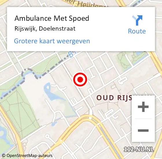 Locatie op kaart van de 112 melding: Ambulance Met Spoed Naar Rijswijk, Doelenstraat op 28 september 2024 09:13