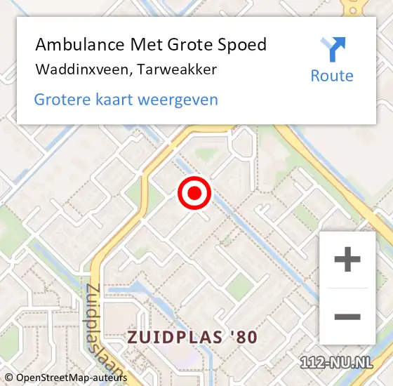 Locatie op kaart van de 112 melding: Ambulance Met Grote Spoed Naar Waddinxveen, Tarweakker op 28 september 2024 09:22